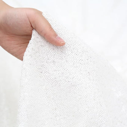 PartyDelight White Sequin Backdrop Curtains 2x8ft 2 Panels | Sparkly 3mm sequins - Image 2