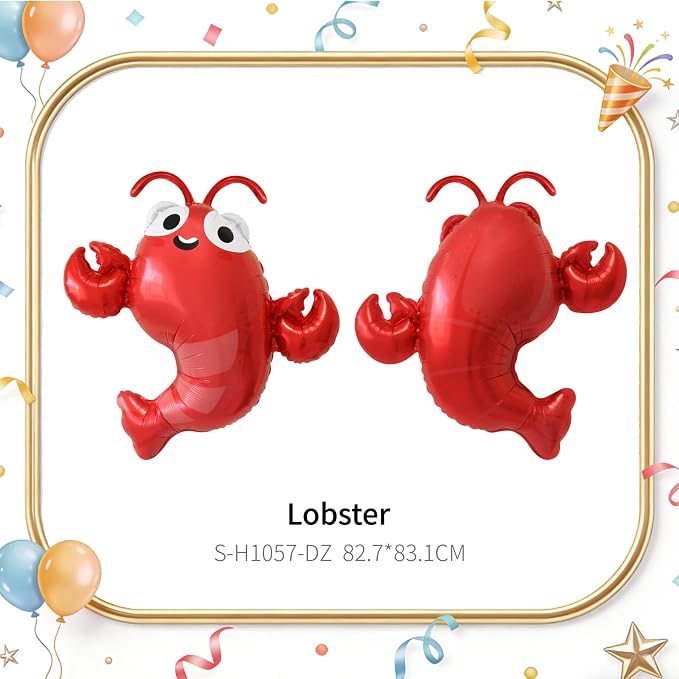 4Pcs Red Lobster & AI Letter Foil Balloons Set, Cartoon Seafood Balloons - Image 2