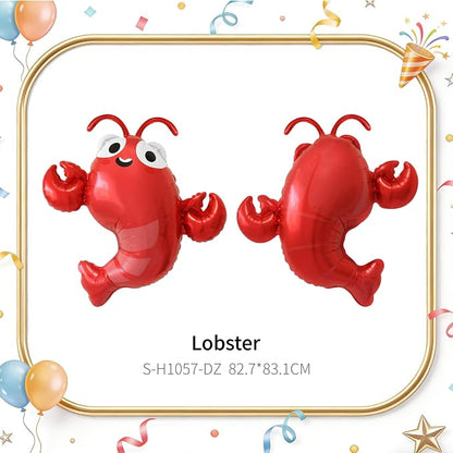 4Pcs Red Lobster & AI Letter Foil Balloons Set, Cartoon Seafood Balloons - Image 2