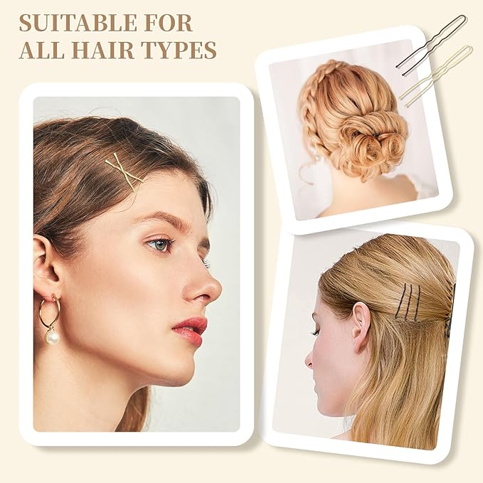 200 Pcs 2.2 Inch Wave-Shaped Bobby Pins Golden Metal Hair Pins Hair Accessories for Women Stylists Hair Sticks Girl