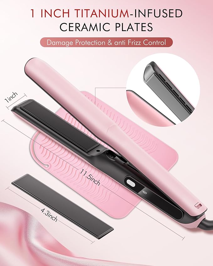 Betahouse Flat Iron Hair Straightener Airflow Curling Iron, Hair Straightener and Curler 2 in 1, 1 Inch Ionic Curling Wand with Cooling Air and Essential Oil Scent, 3 Temp 350-450℉ Dual Voltage