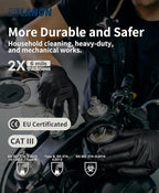 LANON 6-mil Black Nitrile Disposable Gloves, Food-Safe, Powder-Free, Heavy-Duty, Textured Fingertips, Latex-Free, Small