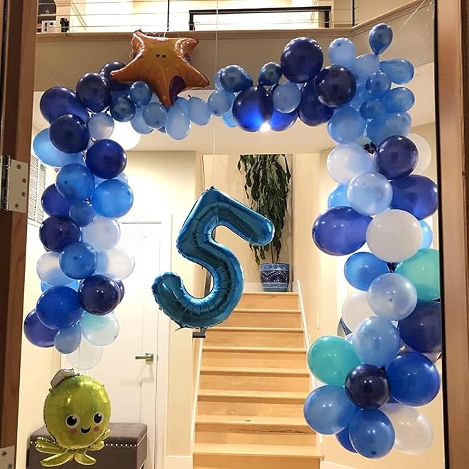 40 Inch Blue Large Numbers Balloons 0-9, Self Inflating Foil Number 6 Helium - Image 6