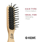 Kent PF21 Narrow Cushion Paddle Brush - Taming Fine Pins, Detangling Long, Thick and Curly Hair, Scalp Massager for Growth Stimulation on Wet or Dry Hair. Made in England