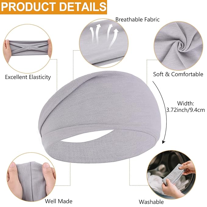 Wide Headbands for Women Non Slip Elastic Womens Hair Bands Yoga Sports Workout Head Bands for Women's Super Soft Headband Hair Accessories