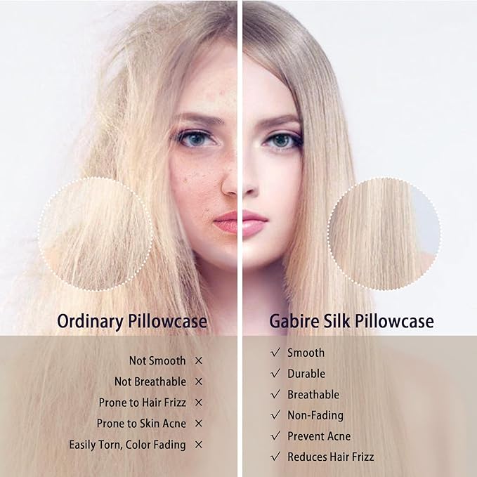 Mulberry Silk Pillowcases Set of 2, Both Sides Real Silk Pillow Covers for Hair and Skin Prevent Acne Pillowcase Organic Silk Pillowcase 2 Pack with Hidden Zipper, Black, King (20"×36")