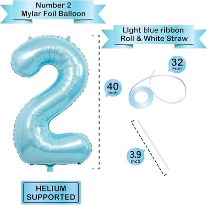 Blue Light Number Balloon, 40 Inch, Party Decorations - Image 3