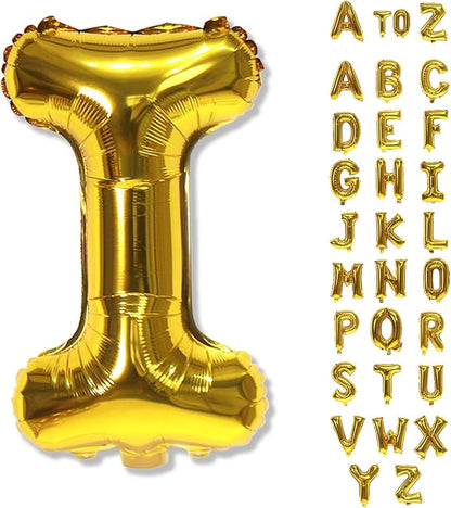 Gold Letter Balloons, 40 Inch Alphabet Name Mylar Self Inflating Custom I Decor by Lingqiang