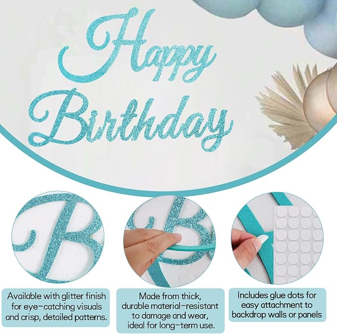 TONIFUL Happy Birthday Sign for Backdrop - Image 3