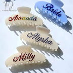 Personalized Colorful Name Hair Claw Clips for Women,Custom Hair Clips with Diamond,Cute Hair Accessories 4",Handmade Rhinestones Hair Clamp Gifts for Mom,Bride,Wife,Bridesmaid（Jelly White Glitter）
