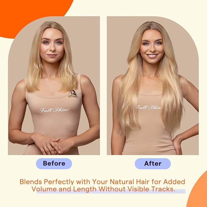Full Shine Tape in Hair Extensions Ombre Human Hair 20 Inch 50g Real Hair Tape in Extensions Balayage Color 6 Chestnut Brown to 27 Honey Blonde and 60 Platinum Blonde Remy Soft Hair Extensions 20pcs