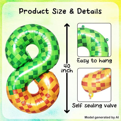 40 Inch Pixelated Number 8 Foil Balloon - Image 2