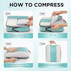 10 Set Compression Packing Cubes for Travel Essentials,Compressible Expandable Packing Cubes for Suitcase,OlarHike Luggage Organizer Bags for Travel,Handy Helper for Organizing Clothes(Cyan)