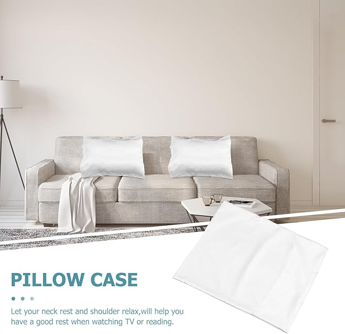 2pcs Satin Pillow Covers Envelope Closure Soft Smooth Pillowcase for Bed Bedroom Hair Protection Washable White