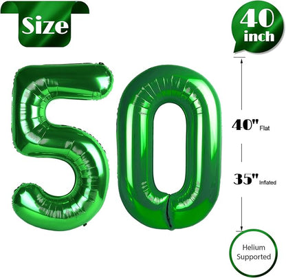 Green Number 50 Balloon 40 Inch, 50th Birthday Party Decorations Men Women | - Image 5