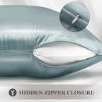 Adubor Mulberry Silk Pillowcase Silk Pillow Cases for Hair and Skin with Hidden Zipper, Both Side 23 Momme Silk, 900 Thread Count (20x30inch, Queen Size, Aqua Green, 2pc)