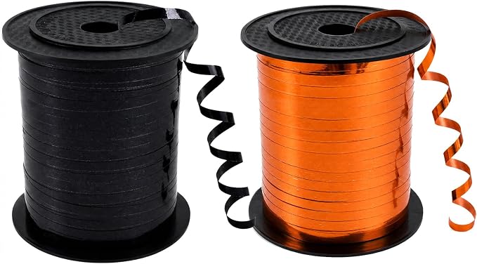 TONIFUL 500 Yards Shiny Black Orange Curling Ribbon Balloon String | Balloon by TONIFUL