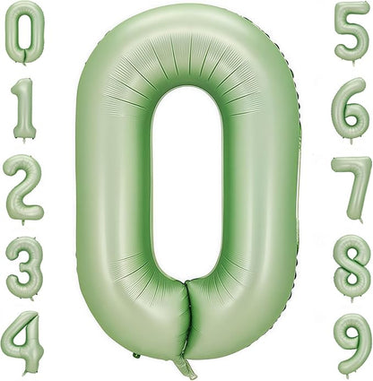 Sage Green 0 Number Balloon, Olive Green 0 Balloons 40 Inch Large Helium Foil by BBPOOL