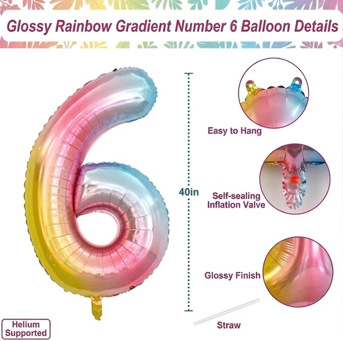 Rainbow Ombre Number 16 Balloon 40Inch, Pastel Foil Decor - Image 4