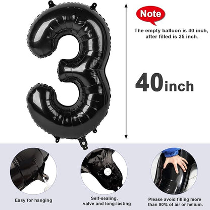 Number Balloon 40 Inch Black Number 3 - Image 5
