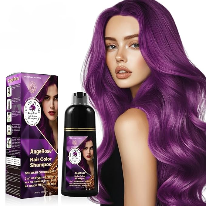 Hair Dye Shampoo 3 in 1, Natural Hair Dye to Cover Gray Hair, 400 ML, Purple