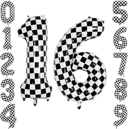 40" Checkered Number 16 Balloon by TNCDJKPA