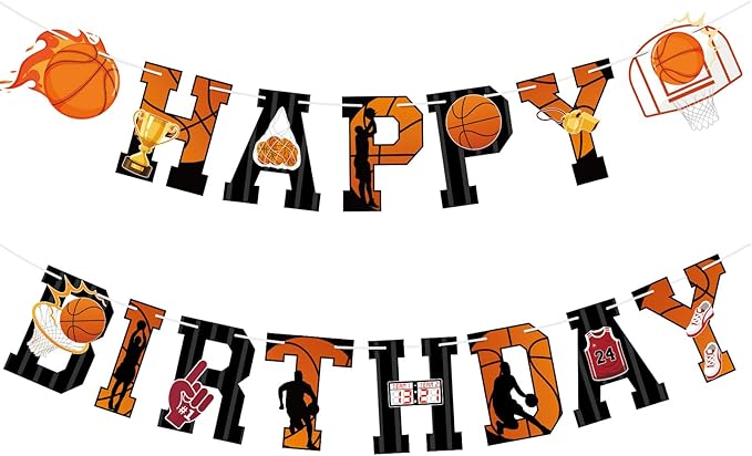 Basketball Birthday Banner Basketball Birthday Party Decorations Basketball by Adecortalk