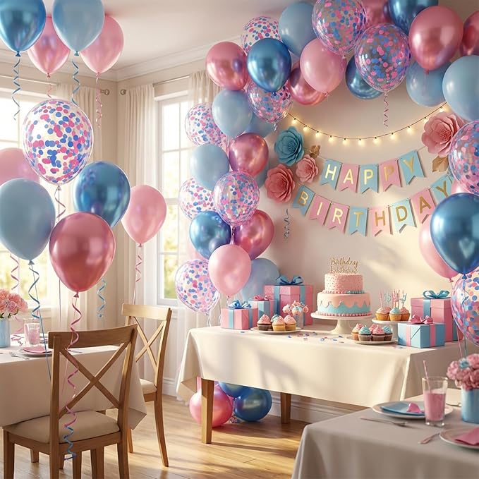 Pink and Blue Balloons, for Birthday Baby Shower Party Decorations - Image 6