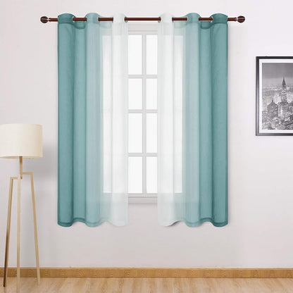 DWCN Faux Linen Ombre Sheer Curtains by DWCN