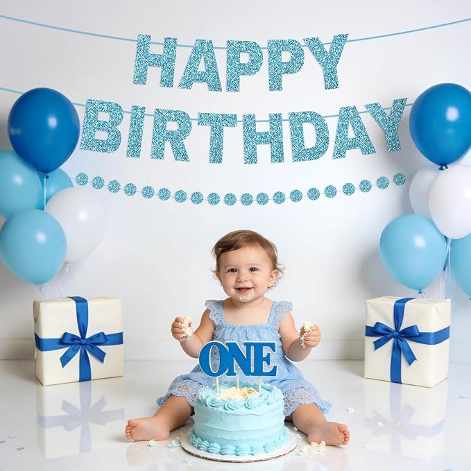 Alynta Happy Birthday Banner Pre-Strung Glitter Birthday Party Decorations | NO - Image 7