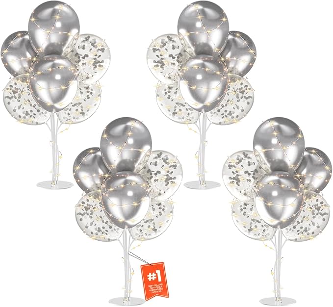 4Sets Silver Balloons Stand, Balloons Stands by MYZSBRDM