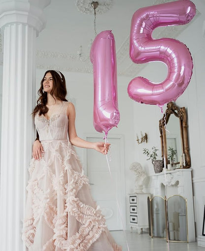 Pastel Pink 6 Balloons, 40 Inch Large Light Pink Foil Number Balloons 0-10 - Image 5