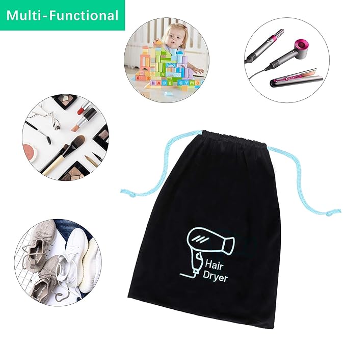 Hair Dryer Bag 11.8’’x 14’’ Storage Organizer Bag For Hairdryer and All Hair Tools With Drawstring, Ideal for Travel, Gym, Hotel or Home Use (One Pack)