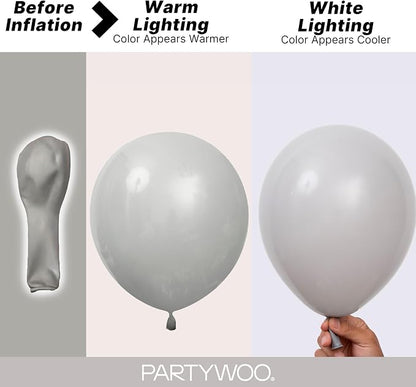 PartyWoo Gray Balloons 140pcs Matte Gray Latex Balloons Different Sizes | 18 12 - Image 3