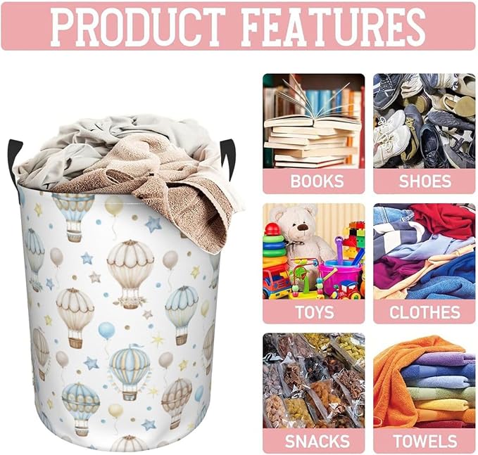 Cute Hot Air Balloons Laundry Hamper Bag - Image 8