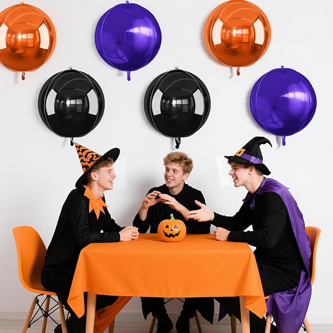 Black Orange Purple Halloween Foil Balloons, 22Inch Big Round Foil Balloon - Image 6