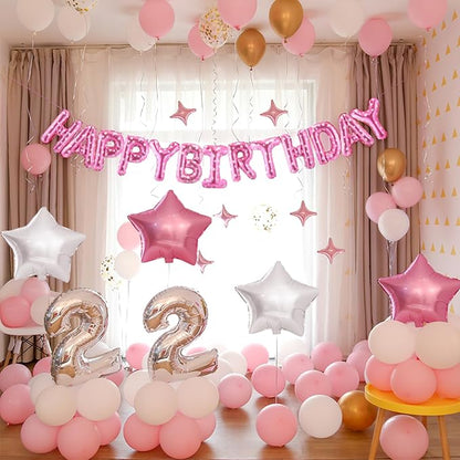 CANREVEL Happy Birthday Banner Decorations + 12Pcs Heart Balloons, - Image 4