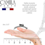 Camila Paris CP3359 French Hair Barrette Clip for Girls, Handmade, Gray/White, Metal-Free Closure Strong Hold Grip Hair Clips for Women, No Slip Durable Styling Girls Hair Accessories, Made in France