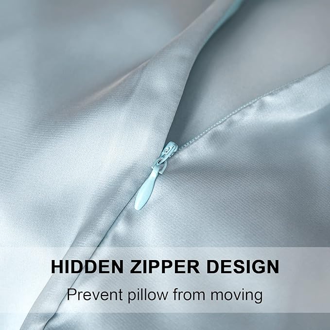 Mulberry Silk Pillowcase for Hair and Skin,Standard Size Cooling Silk Pillow Case with Hidden Zipper,Allergen Proof Dual Sides Soft Breathable Smooth Silk Pillow Cover for Women(King,Aqua Blue)