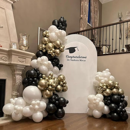 Black and Gold Latex Balloons, Graduation, Anniversary, New Year Party - Image 5