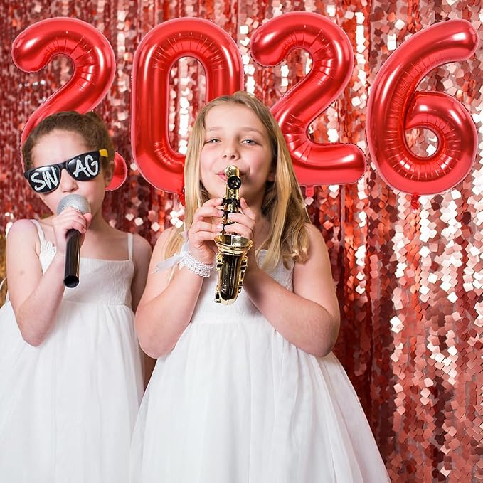 TONIFUL 2026 Graduation Balloons 42Inch Red 2026 Number Balloons Aluminum Foil - Image 6