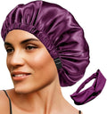2Pcs Satin Bonnet Silky Bonnets Hair Bonnet For Sleeping Double Layer Curly Hair Sleep Cap Womens Silk Night Hats