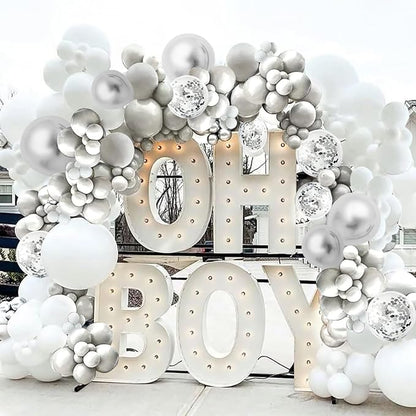 Silver White and Grey Balloon Arch Kit Ideal - Image 7