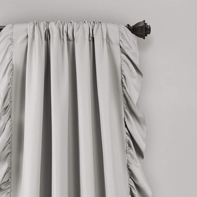 Lush Decor Reyna Ruffle Window Curtain Panel Set, Light Gray - Image 3
