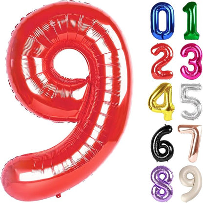 9 Balloon - Red Birthday Number Balloons, 40 Inch Decorations Men Women | Red by ALPHADELTAPI