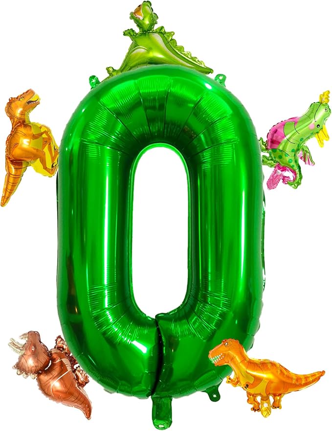 LilyZheng Dinosaur Number 0 Balloon Set – 40 Inch Dark Green Number Balloon by LILYZHENG