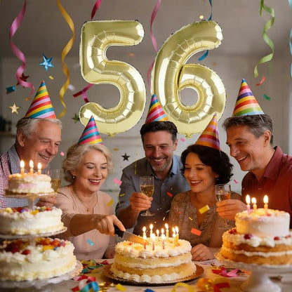 40 Inch Number 56 Balloons for 56th Birthday Party Decorations, 0-100 Champagne - Image 2