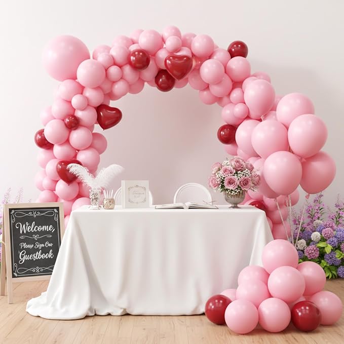 RUBFAC Pastel Pink Balloons Different Sizes Light Pink Balloon Arch 154pcs | - Image 6