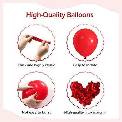 FOTIOMRG 110pcs Red Balloon Garland Arch Kit, 18 12 10 5 inch Red Latex - Image 3