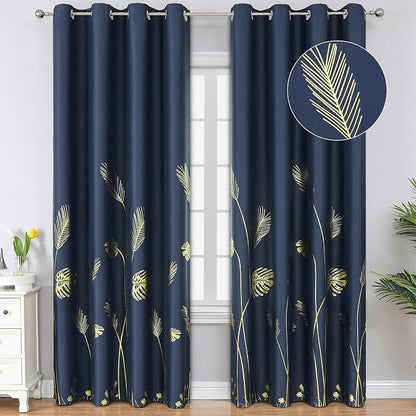 Navy Blue Blackout Curtains for Living Room 84 Inch Length 2 Panels Set by ESTELARTEXTILER